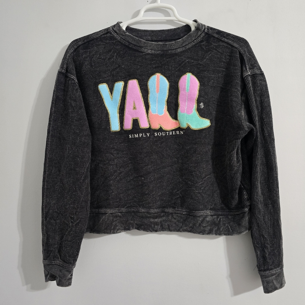 Simply Southern Black Sweater boots logo L